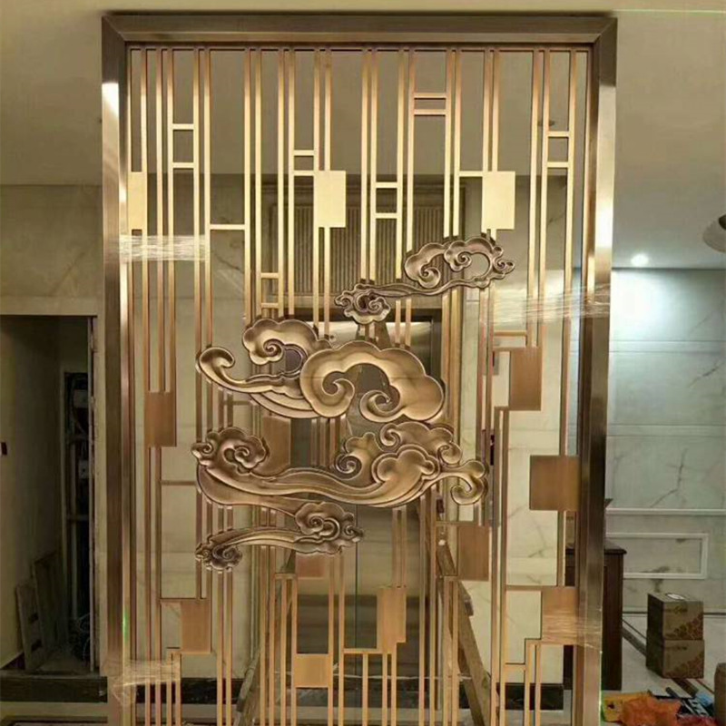 新中式不锈钢屏风